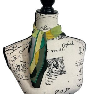 Solar Green Geometric Abstract Silk Square Square